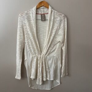 Anthropologie Dolan Left Coast Womens Medium White Tie Front Knit Cardigan